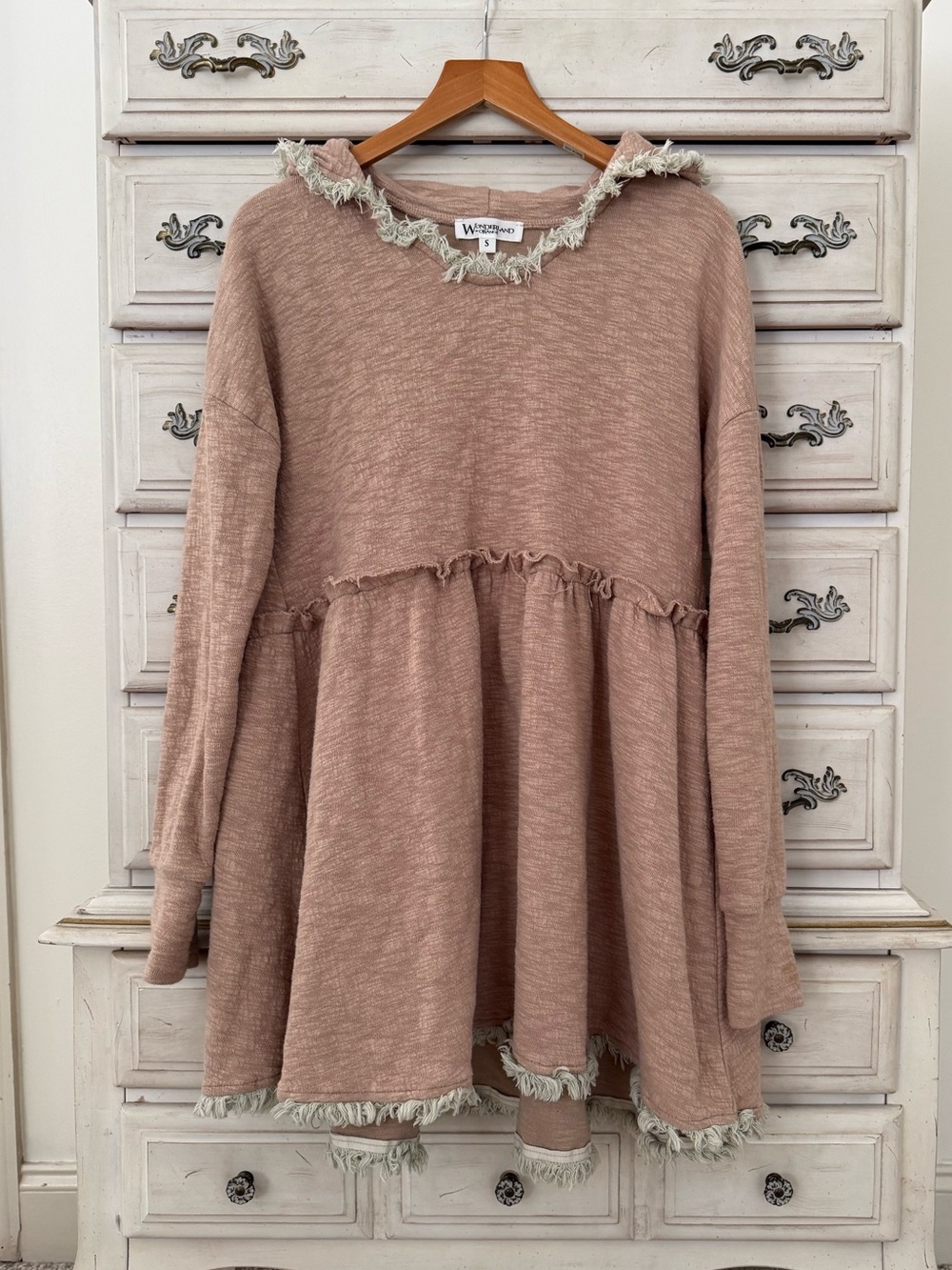Beige Cotton Babydoll Sweater